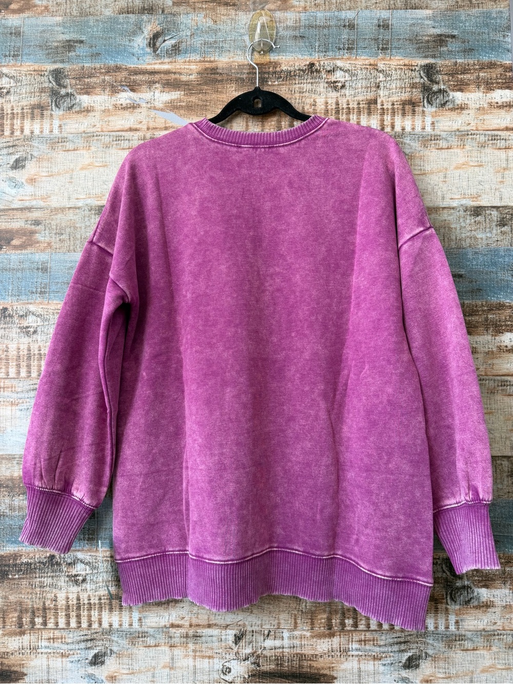 Zenana Washed Plum Crewneck Pullover Sweatshirt - Women - Picture 2 of 3